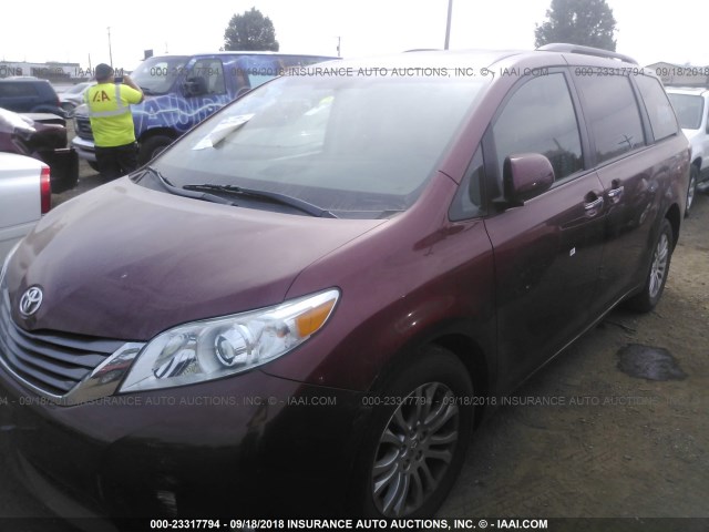 5TDYK3DC2GS755600 - 2016 TOYOTA SIENNA XLE/LIMITED BURGUNDY photo 2