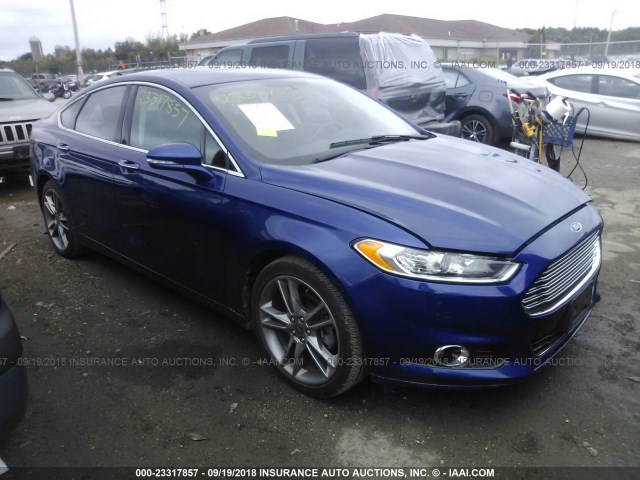 3FA6P0D94DR107403 - 2013 FORD FUSION TITANIUM BLUE photo 1