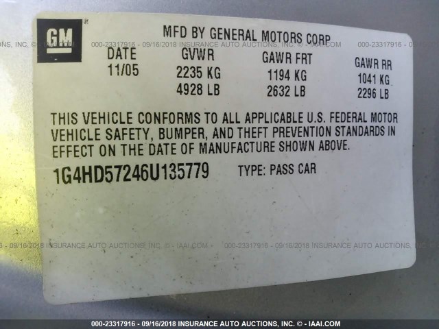 1G4HD57246U135779 - 2006 BUICK LUCERNE CXL SILVER photo 9