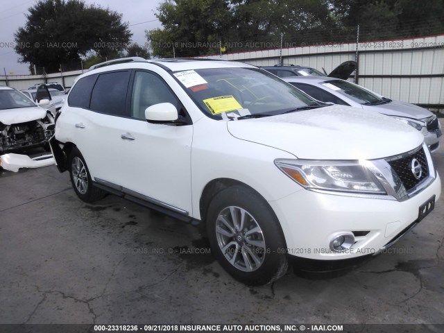 5N1AR2MM2EC600703 - 2014 NISSAN PATHFINDER S/SV/SL/PLATINUM WHITE photo 1