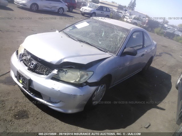 1HGEM22195L038734 - 2005 HONDA CIVIC DX VP SILVER photo 2