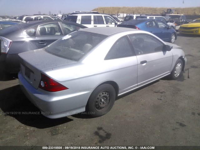 1HGEM22195L038734 - 2005 HONDA CIVIC DX VP SILVER photo 4