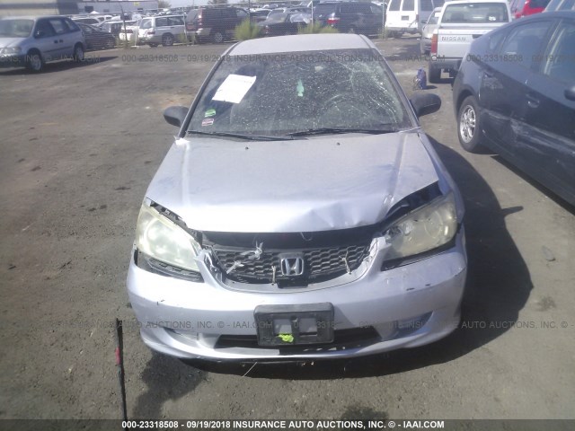 1HGEM22195L038734 - 2005 HONDA CIVIC DX VP SILVER photo 6