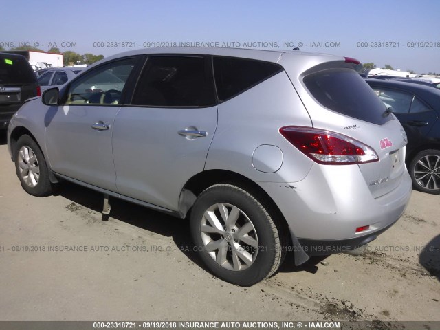 JN8AZ1MU6DW206539 - 2013 NISSAN MURANO S/SL/LE SILVER photo 3