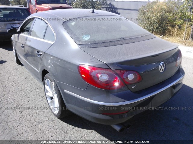 WVWHP7AN9CE523395 - 2012 VOLKSWAGEN CC LUXURY GRAY photo 3