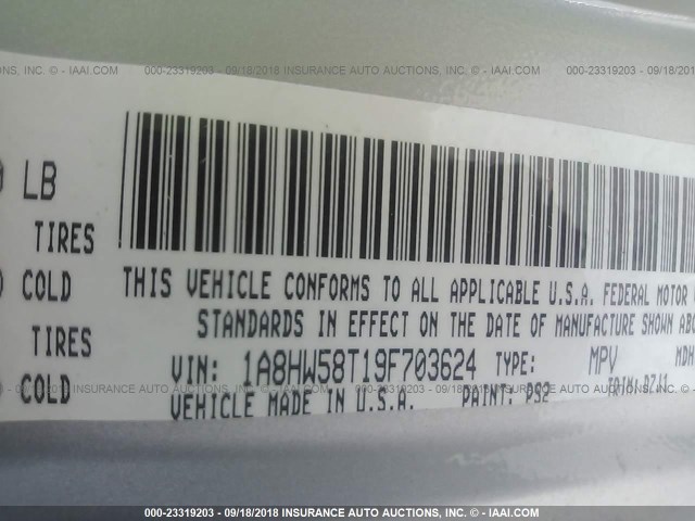 1A8HW58T19F703624 - 2009 CHRYSLER ASPEN LIMITED ვერცხლისფერი ფოტო 9