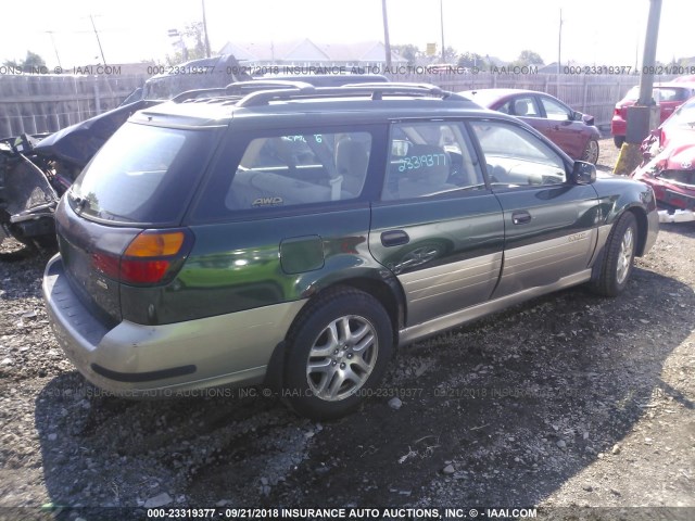 4S3BH675817629777 - 2001 SUBARU LEGACY OUTBACK AWP GREEN photo 4