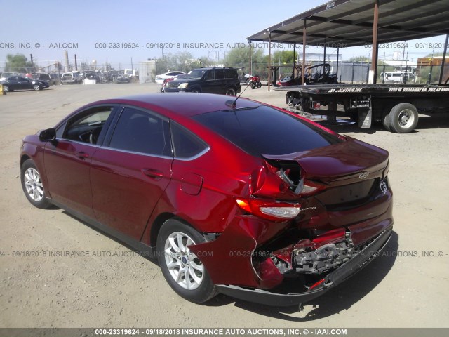 3FA6P0G73GR385742 - 2016 FORD FUSION S RED photo 3