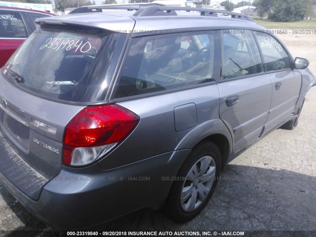 4S4BP60CX87332625 - 2008 SUBARU OUTBACK SILVER photo 4