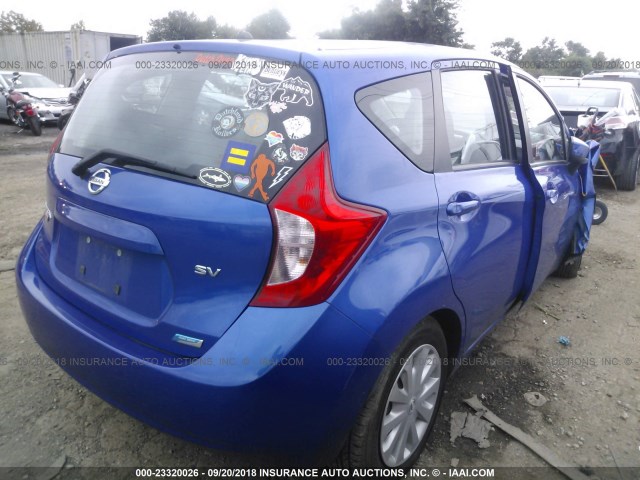 3N1CE2CP9FL366704 - 2015 NISSAN VERSA NOTE S/S PLUS/SV/SL/SR BLUE photo 4