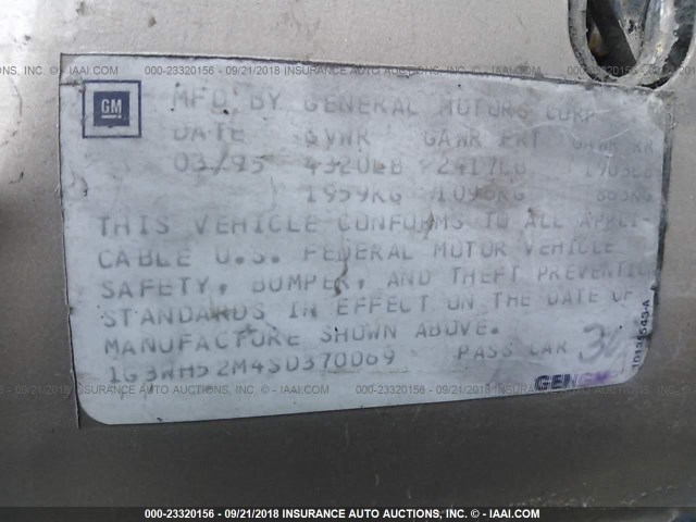 1G3WH52M4SD370069 - 1995 OLDSMOBILE CUTLASS SUPREME SL 金色 照片 9