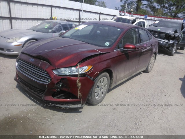 3FA6P0G7XER327107 - 2014 FORD FUSION S RED photo 2