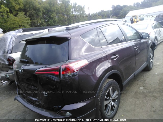 2T3RFREV0JW743155 - 2018 TOYOTA RAV4 ADVENTURE/XLE PURPLE photo 4
