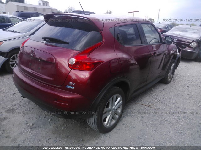 JN8AF5MR5ET357922 - 2014 NISSAN JUKE S/SV/SL/NISMO RED photo 4