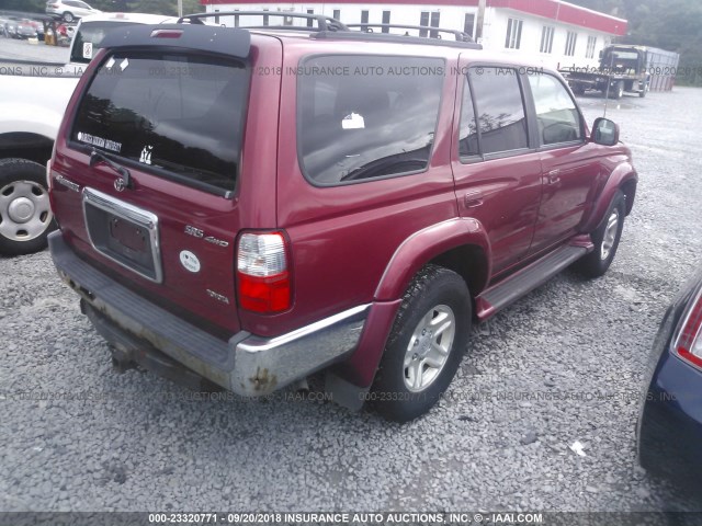 JT3HN86R129064978 - 2002 TOYOTA 4RUNNER SR5 RED photo 4