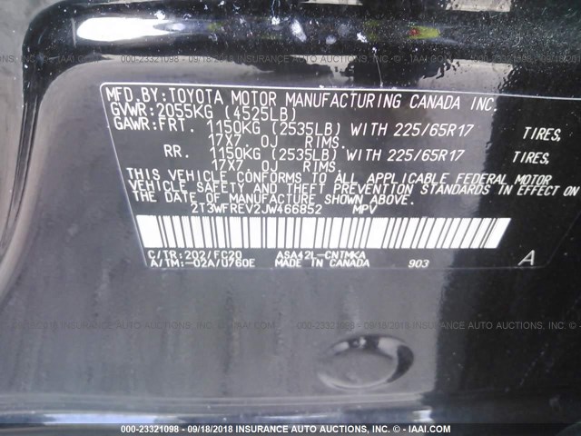 2T3WFREV2JW466852 - 2018 TOYOTA RAV4 ADVENTURE/XLE Qara foto 9