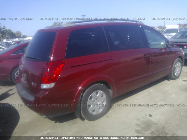 5N1BV28U66N107185 - 2006 NISSAN QUEST S/SE/SL RED photo 4