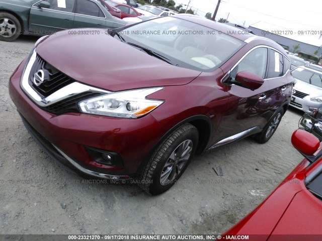 5N1AZ2MH7HN193778 - 2017 NISSAN MURANO S/SL/SV/PLATINUM RED photo 2