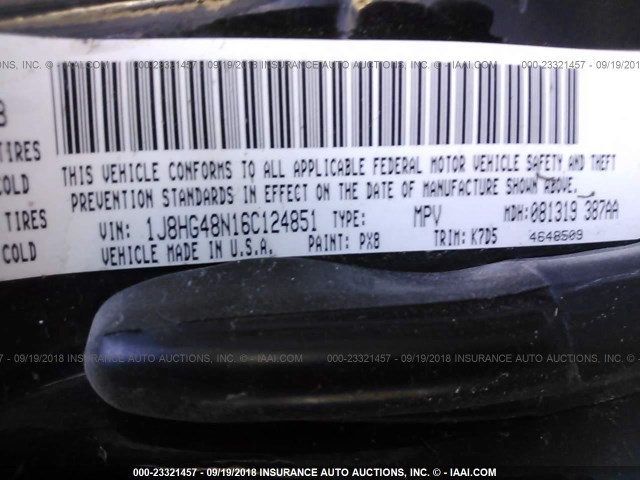 1J8HG48N16C124851 - 2006 JEEP COMMANDER BLACK photo 9