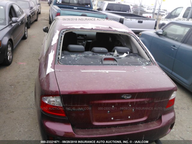 4S3BL616297226843 - 2009 SUBARU LEGACY 2.5I RED photo 6