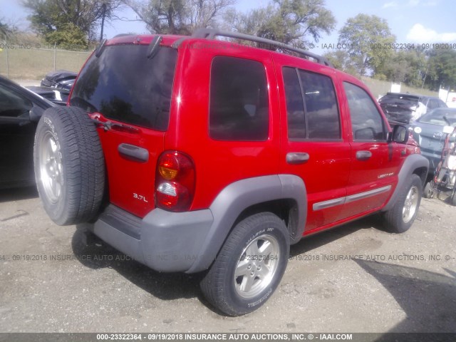 1J4GL48K93W554474 - 2003 JEEP LIBERTY SPORT/FREEDOM RED photo 4