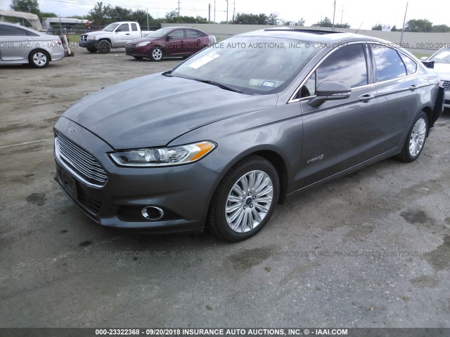 3FA6P0LU2ER169258 - 2014 FORD FUSION SE HYBRID GRAY photo 2