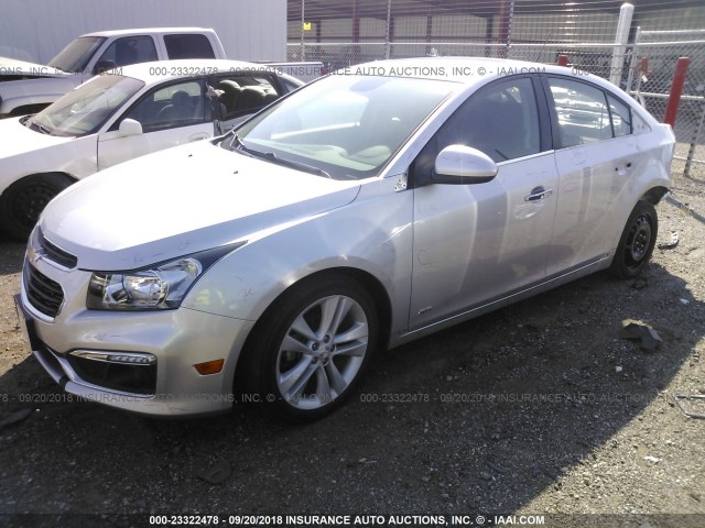 1G1PG5SB8F7261309 - 2015 CHEVROLET CRUZE LTZ SILVER photo 2