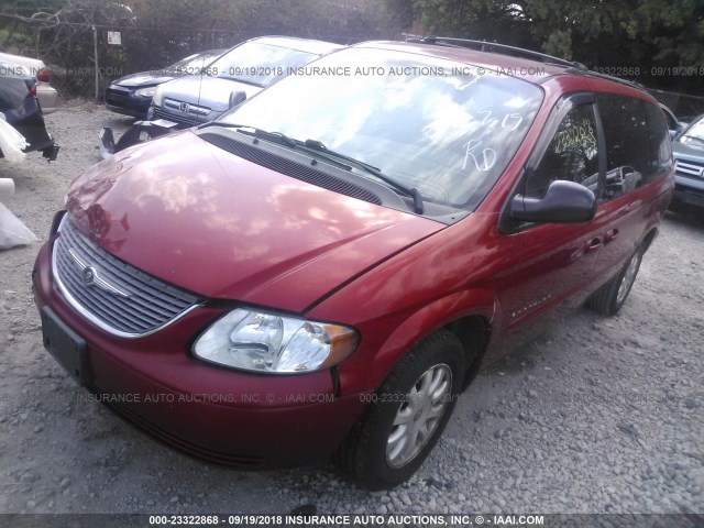 2C8GP74L61R288331 - 2001 CHRYSLER TOWN & COUNTRY EX RED photo 2