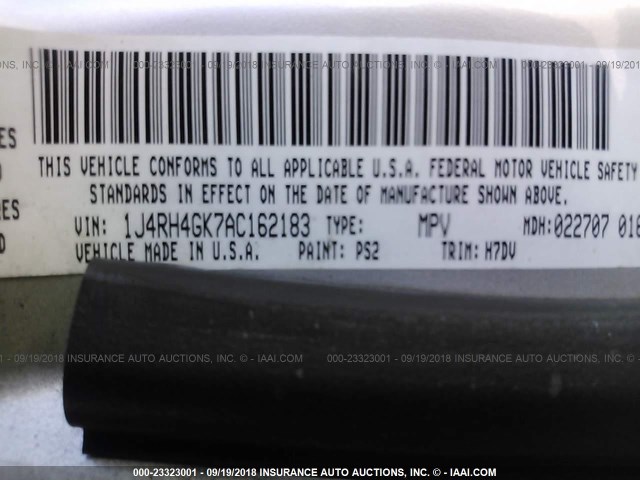 1J4RH4GK7AC162183 - 2010 JEEP COMMANDER SPORT ვერცხლისფერი ფოტო 9