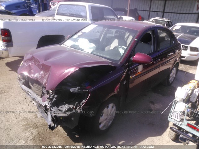 KMHCN46C97U122104 - 2007 HYUNDAI ACCENT MAROON photo 2