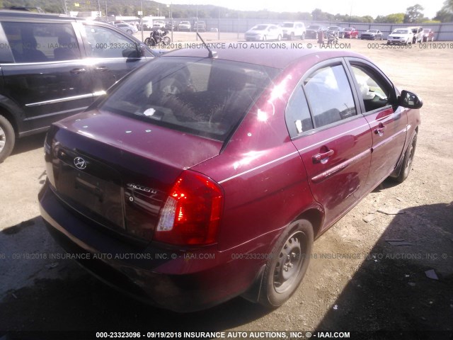 KMHCN46C97U122104 - 2007 HYUNDAI ACCENT MAROON photo 4