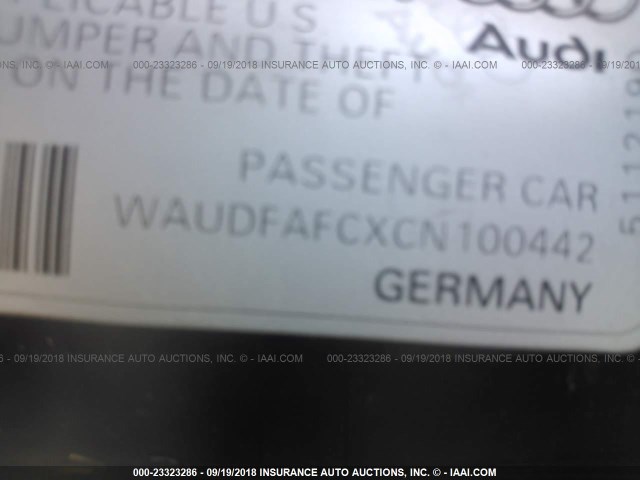 WAUDFAFCXCN100442 - 2012 AUDI A6 PREMIUM PLUS BLACK photo 9