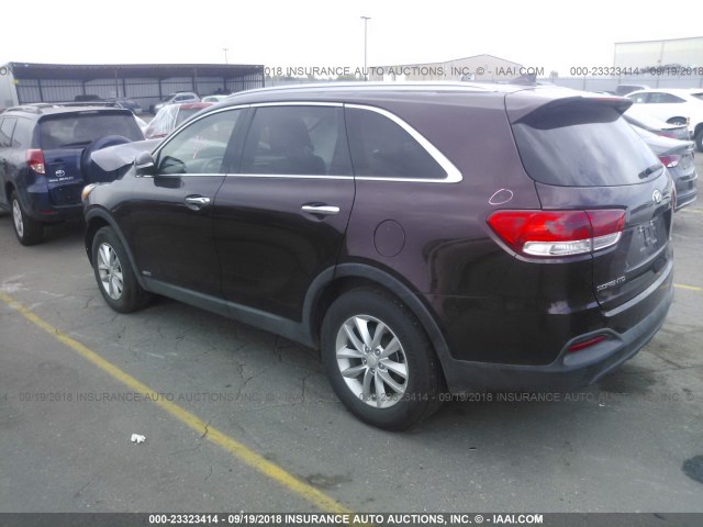 5XYPGDA38HG274224 - 2017 KIA SORENTO LX/L MAROON photo 3