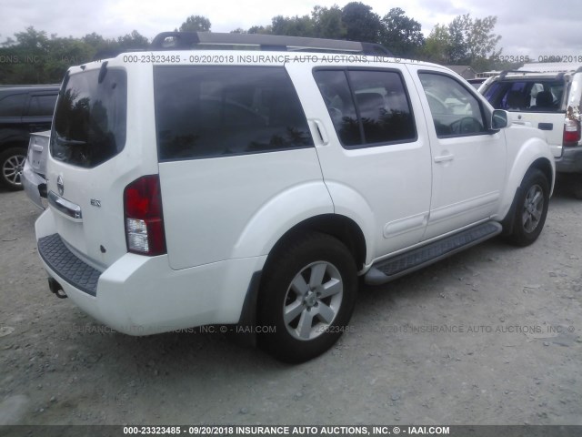 5N1AR18B18C641539 - 2008 NISSAN PATHFINDER S/LE/SE WHITE photo 4