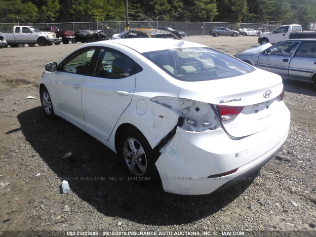 5NPDH4AE4EH489864 - 2014 HYUNDAI ELANTRA SE/SPORT/LIMITED WHITE photo 3