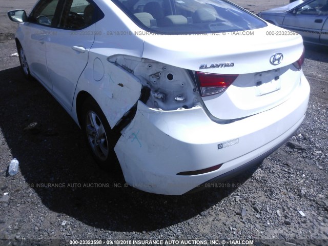 5NPDH4AE4EH489864 - 2014 HYUNDAI ELANTRA SE/SPORT/LIMITED WHITE photo 6