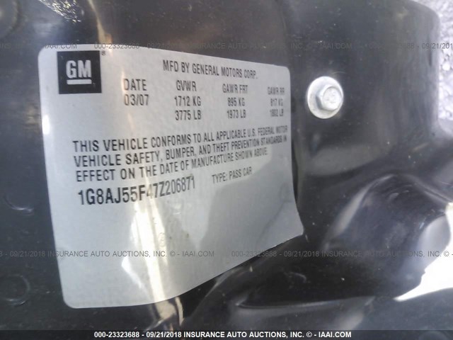 1G8AJ55F47Z206871 - 2007 SATURN ION LEVEL 2 银色 照片 9