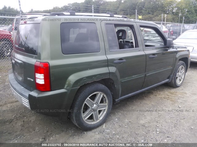 1J8FF48W97D377754 - 2007 JEEP PATRIOT LIMITED GREEN photo 4