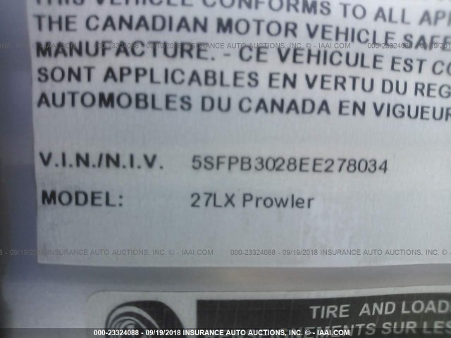 5SFPB3028EE278034 - 2014 HEARTLAND PROWLER LYNX  白色 照片 9