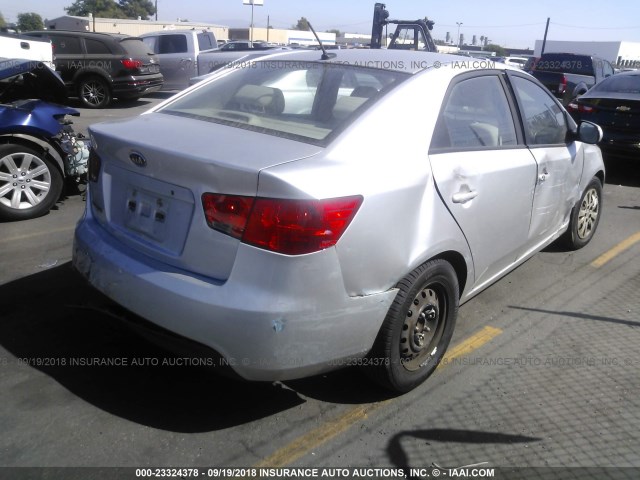 KNAFT4A28A5238110 - 2010 KIA FORTE LX SILVER photo 4