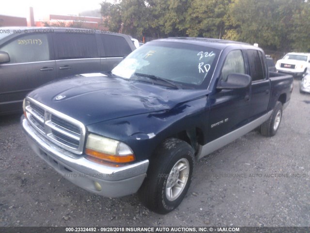 1B7HL2AN21S242097 - 2001 DODGE DAKOTA QUAD BLUE photo 2