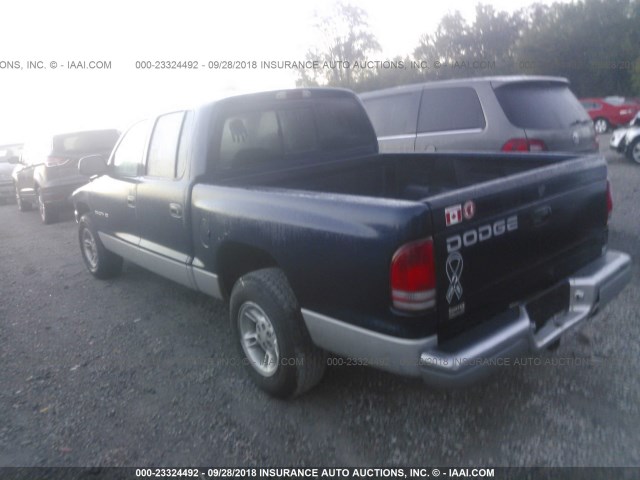 1B7HL2AN21S242097 - 2001 DODGE DAKOTA QUAD BLUE photo 3