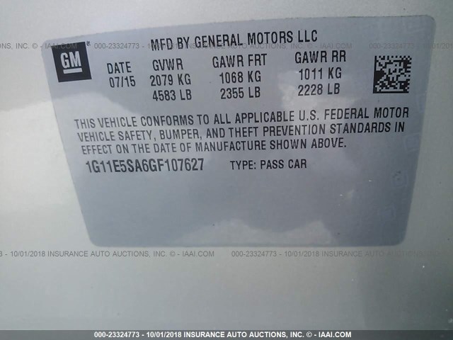 1G11E5SA6GF107627 - 2016 CHEVROLET MALIBU LIMITED LTZ Şampan foto 9