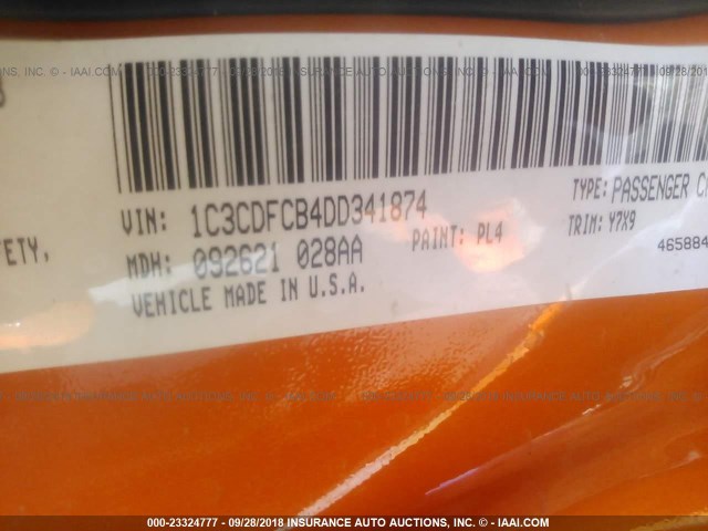 1C3CDFCB4DD341874 - 2013 DODGE DART LIMITED/R/T ORANGE photo 9