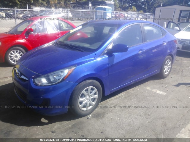 KMHCT4AEXCU257777 - 2012 HYUNDAI ACCENT GLS/GS BLUE photo 2