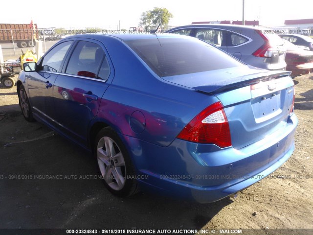 3FAHP0KC2BR234297 - 2011 FORD FUSION SPORT BLUE photo 3