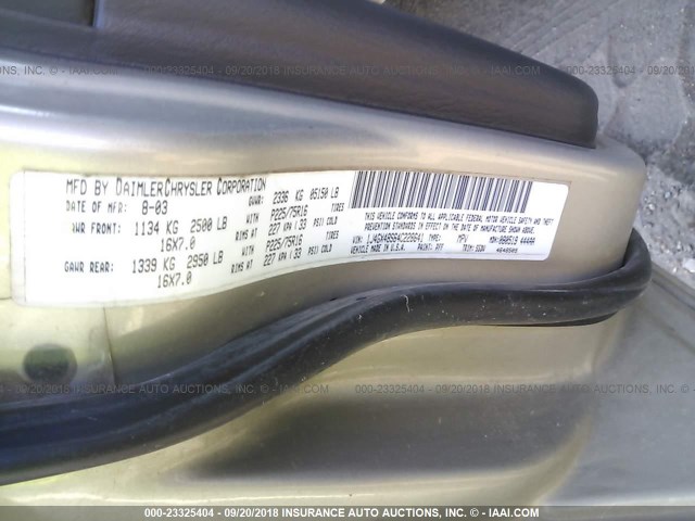 1J4GX48S64C228641 - 2004 JEEP GRAND CHEROKEE LAREDO/COLUMBIA/FREEDOM SILVER photo 9