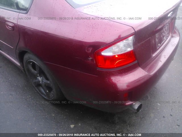 4S3BL616297221819 - 2009 SUBARU LEGACY 2.5I BURGUNDY photo 6