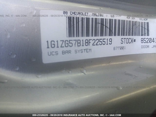 1G1ZG57B18F225519 - 2008 CHEVROLET MALIBU LS 银色 照片 9