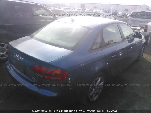 WAULF78K19A142484 - 2009 AUDI A4 2.0T QUATTRO BLUE photo 4